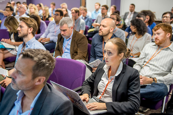 Pictured from the stage are audience members at the Alloys for Additive Manufacturing Symposium (AAMS) hosted by MAPP in September 2018. - Pictured from the stage are audience members at the Alloys for Additive Manufacturing Symposium (AAMS) hosted by MAPP in September 2018.