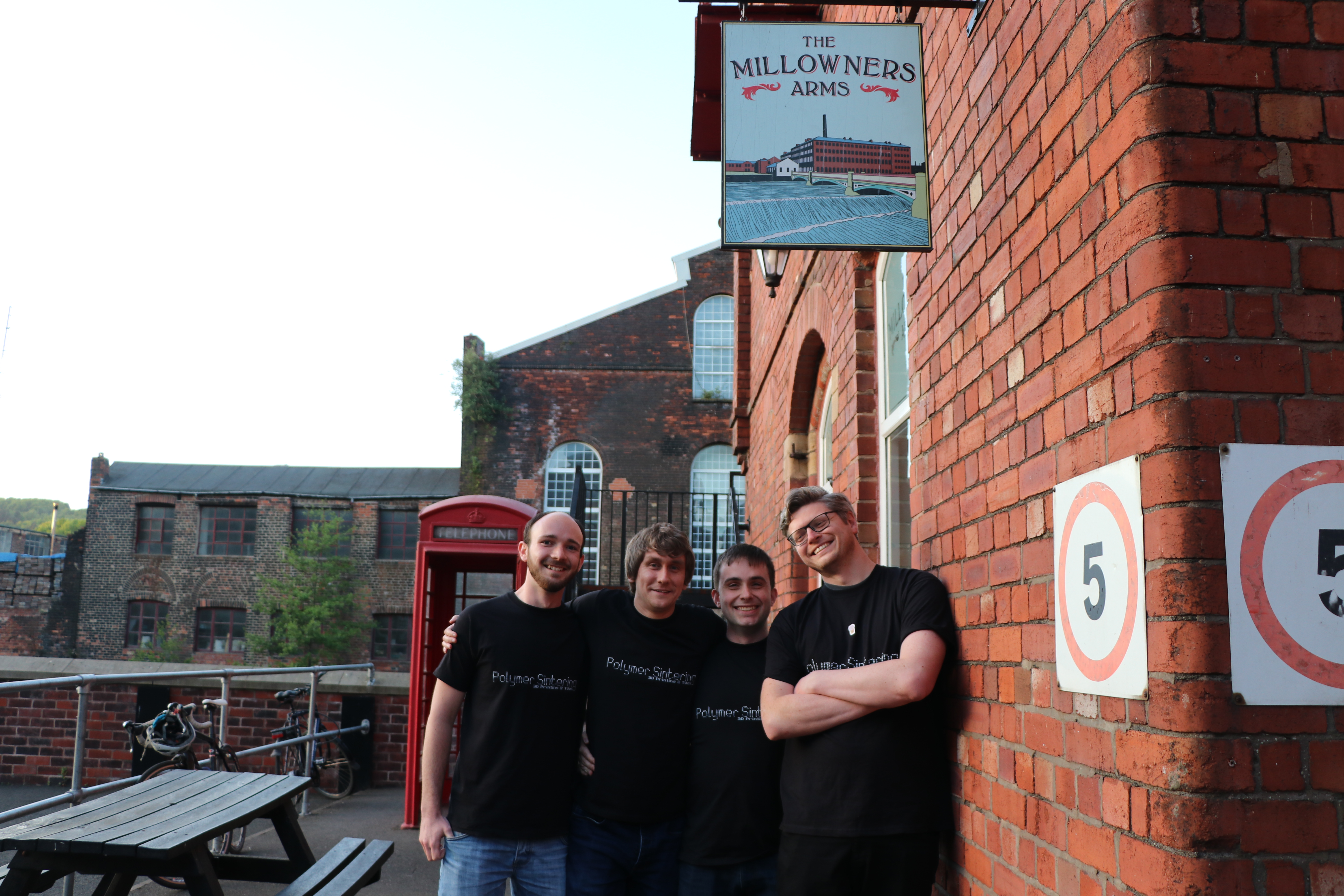 Four MAPP colleagues pictured outside the venue at the MAPP event at Pint of Science - James Wingham, Ryan Brown, Luke Fox and Robert (Bob) Turner outside the pub