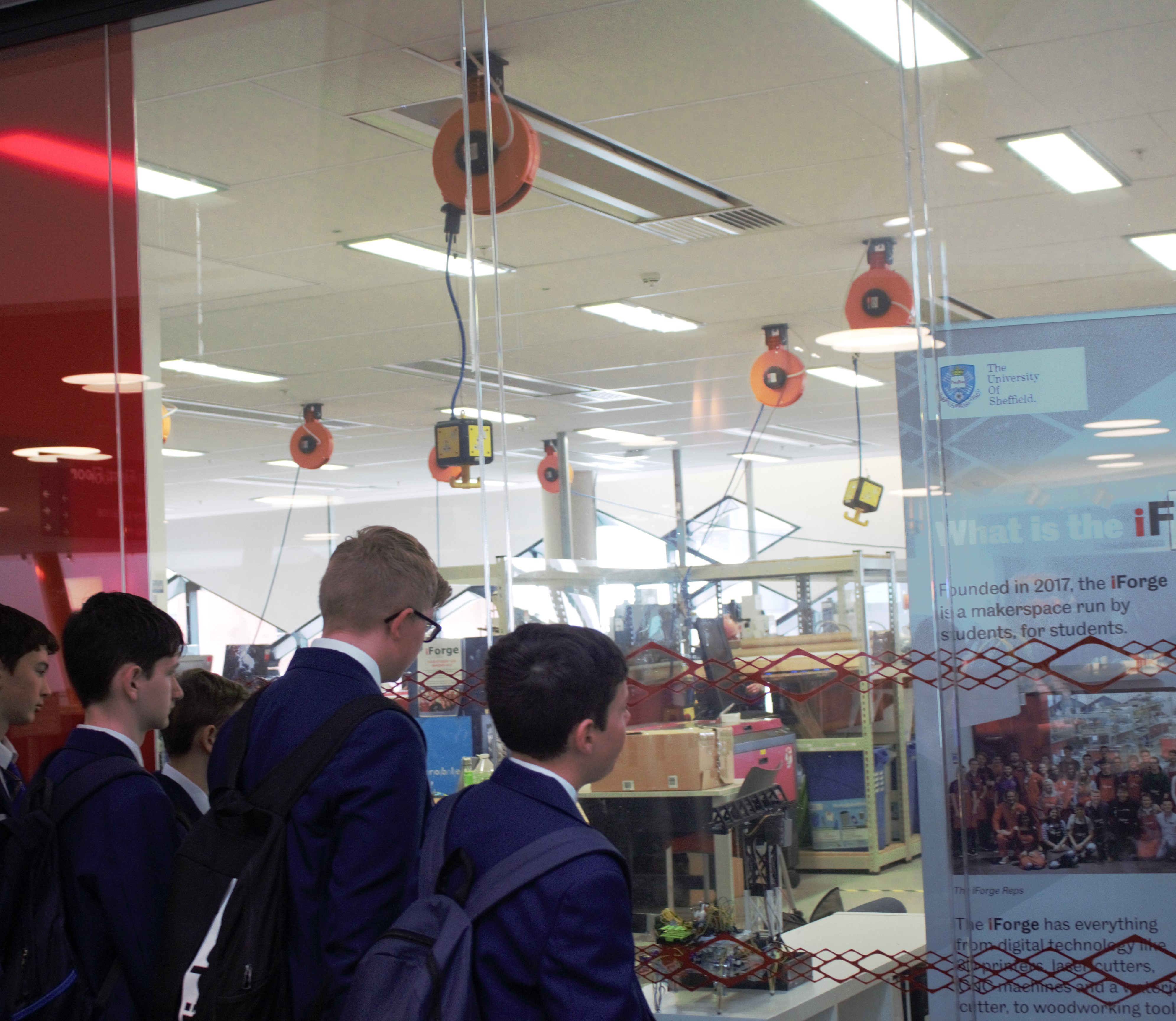 A group of Kirk Balk pupils at the student led maker space in The Diamond, University of Sheffield. - A group of Kirk Balk pupils at the student-led maker space in The Diamond, University of Sheffield.