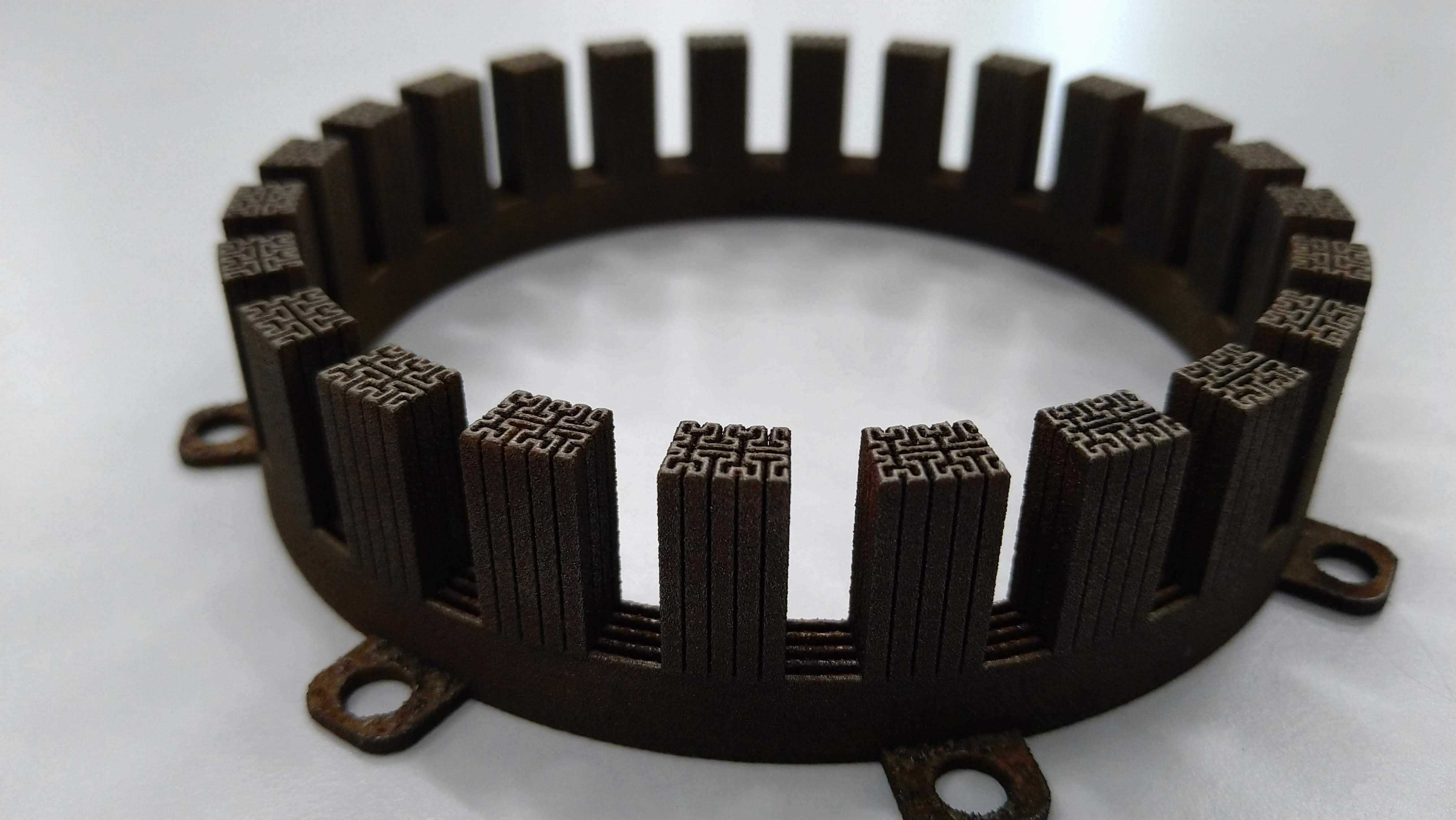 Electric machine stator - Alex Goodall - An electric machine stator created from soft magnetic electrical steel, with a Hilbert cross section to limit eddy current losses