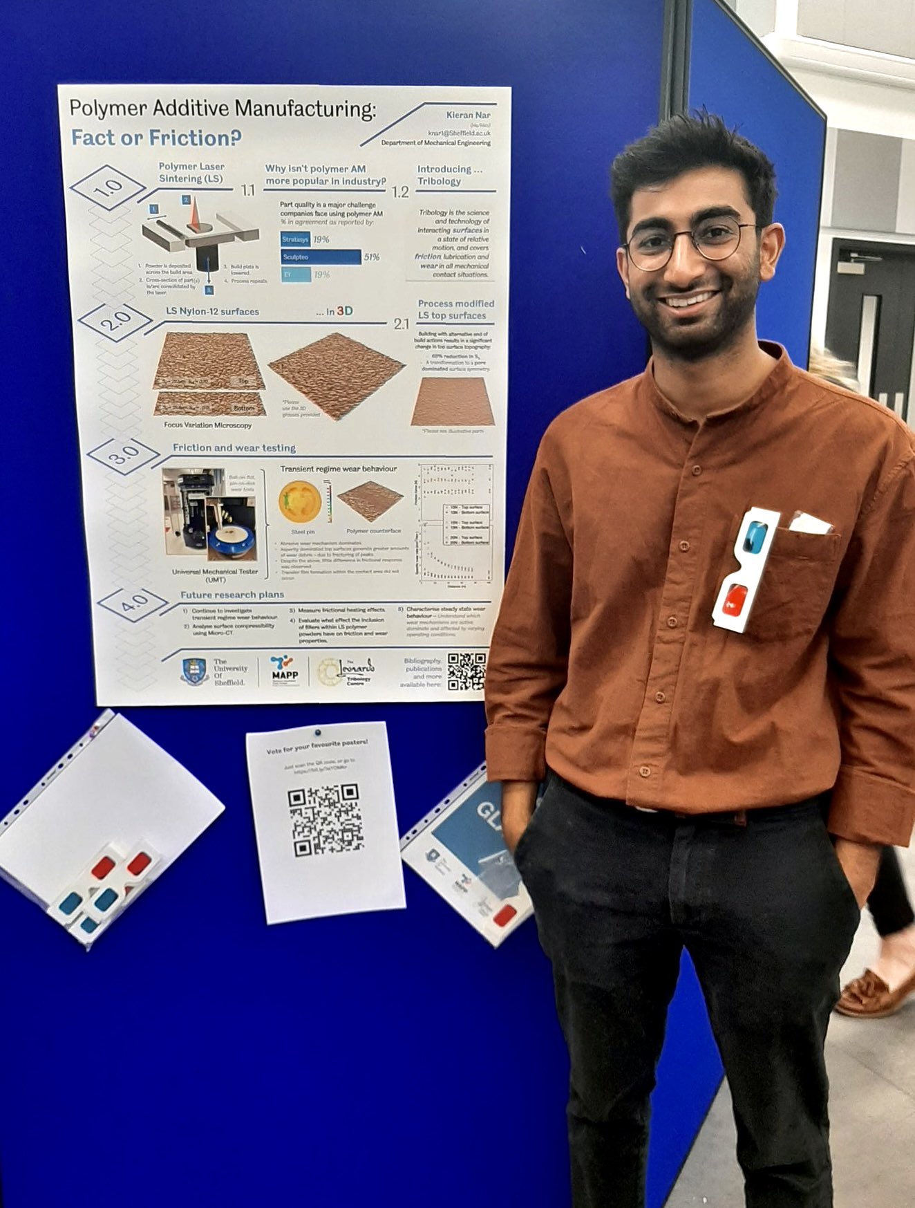 Kieran Nar with his winning poster at the second year student PhD poster competition 2022, Department of Mechanical Engineering, University of Sheffield. - Kieran Nar with his winning poster at the Department of Mechanical Engineering, University of Sheffield, second year PhD student poster competition on June 14th.