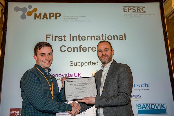 First place Poster Presentation at the MAPP First International Conference, Luke Fox, University of Sheffield. - First place Poster Presentation at the MAPP First International Conference, Luke Fox, University of Sheffield.