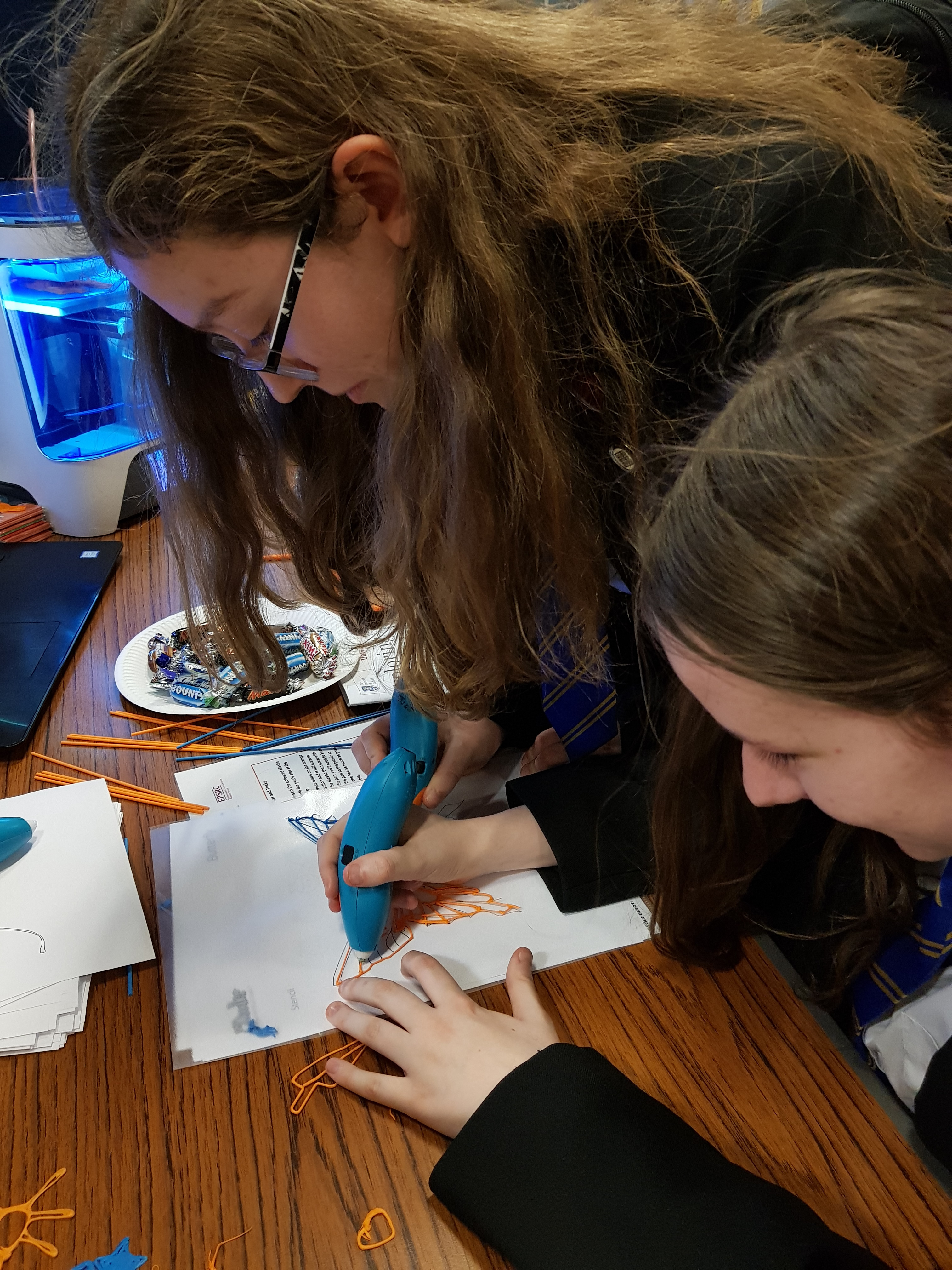 Girls using 3D pens at the MAPP stand at the Exploring STEM for Girls event - Girls using 3D pens at the MAPP stand at the Exploring STEM for Girls event, one of a number of activities at the stand.