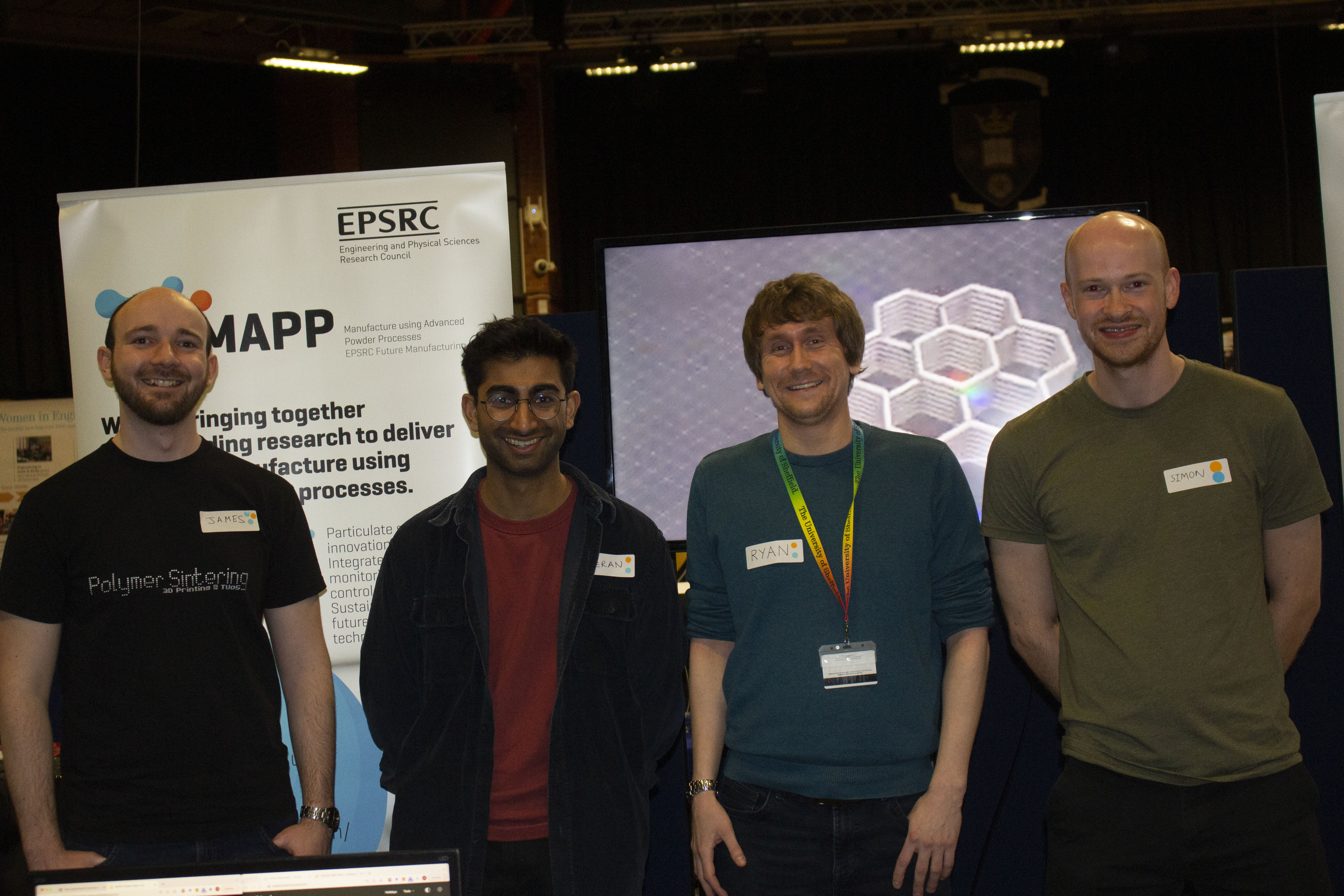 The MAPP team at Exploring STEM for Girls, Sheffield, 2022. L-R: Dr James Wingham, Kieran Nar, Dr Ryan Brown and Dr Simon Graham. - The MAPP team at Exploring STEM for Girls, Sheffield, 2022. L-R: Dr James Wingham, Kieran Nar, Dr Ryan Brown and Dr Simon Graham.